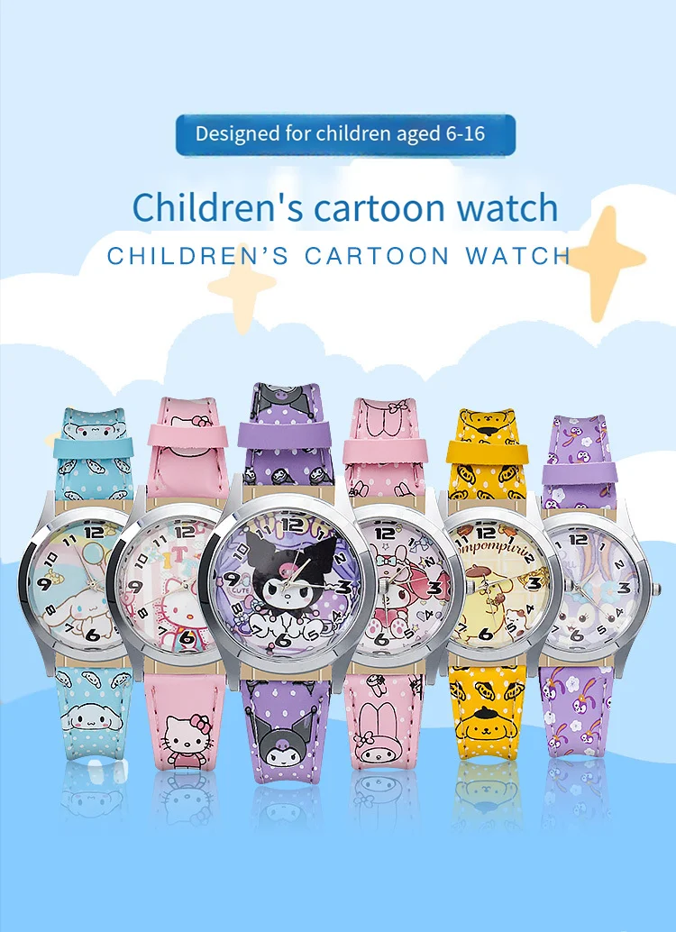 Children Watch Boxed Cartoon Primary School Student Cute Melody Hello Kittle Girl Pointer Watch Gift Children's Souvenir Gift