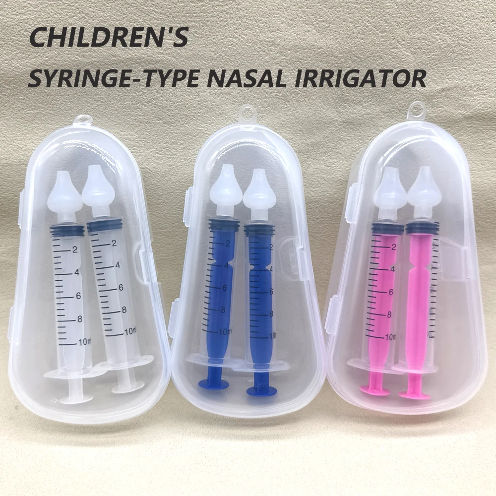10ML Baby Nasal Syringe Set with 5 Silicone Heads Baby Nasal Aspirator Qucik Syringe Nose Cleaner Rinsing Tools for Infant Kids