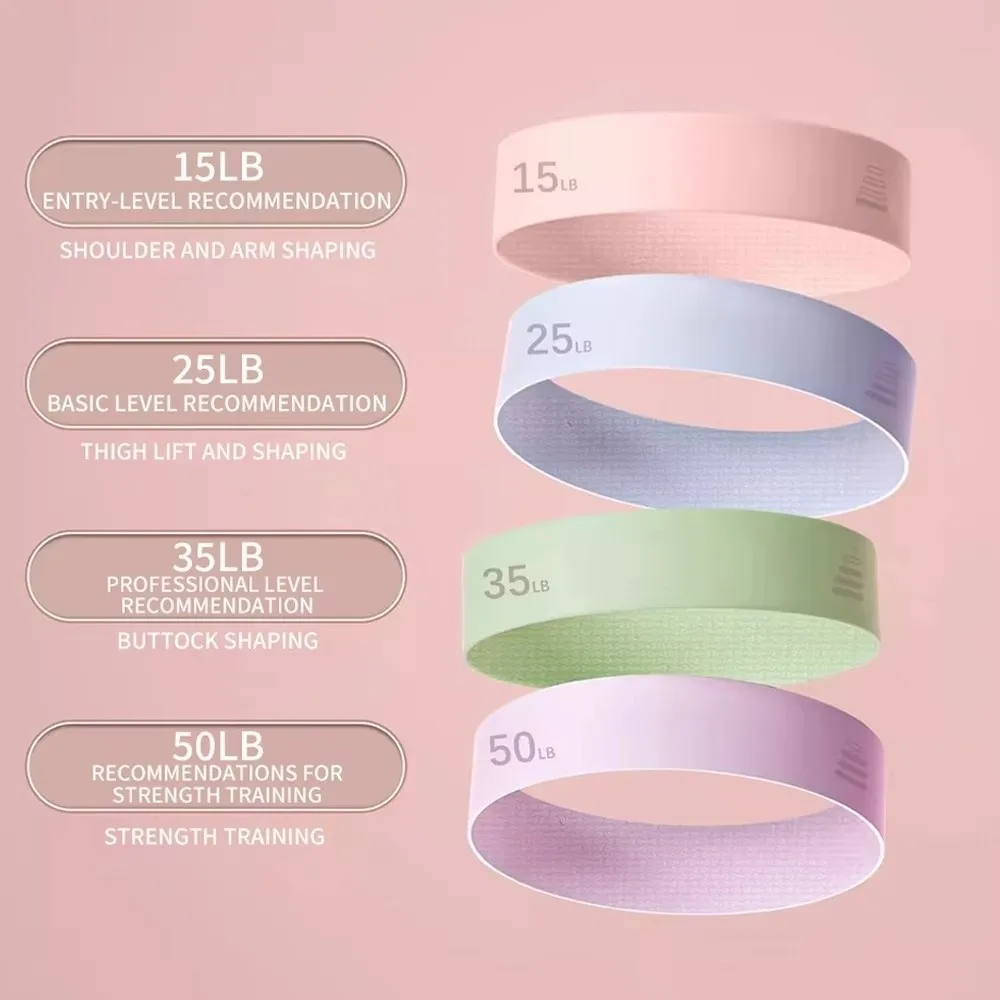 Anti-Slip Buttock Resistance Band Leg Hip Circle Expander 4 Resistance Levels Elastic Multi-Level Loops Silicone Stretching