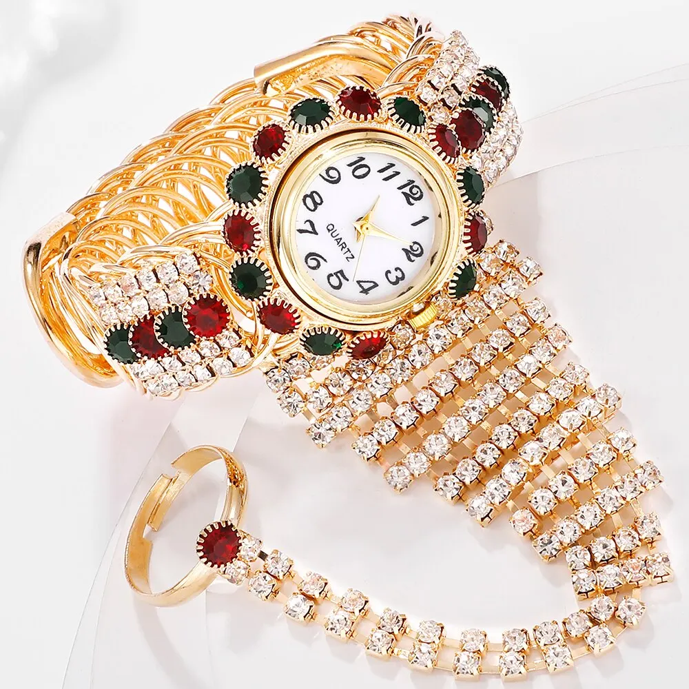 Luxury Women Bracelet Quartz Watches For Women Diamond Watch Ladies Sports Dress Red Dial Wrist Watch Clock Relogio Feminin