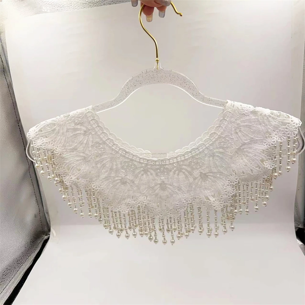 التقليدية تحسين الصينية شيونغسام سحابة الكتف اللؤلؤ مطرز شرابة شال سيدة فستان الزفاف Hanfu وهمية طوق الملحقات