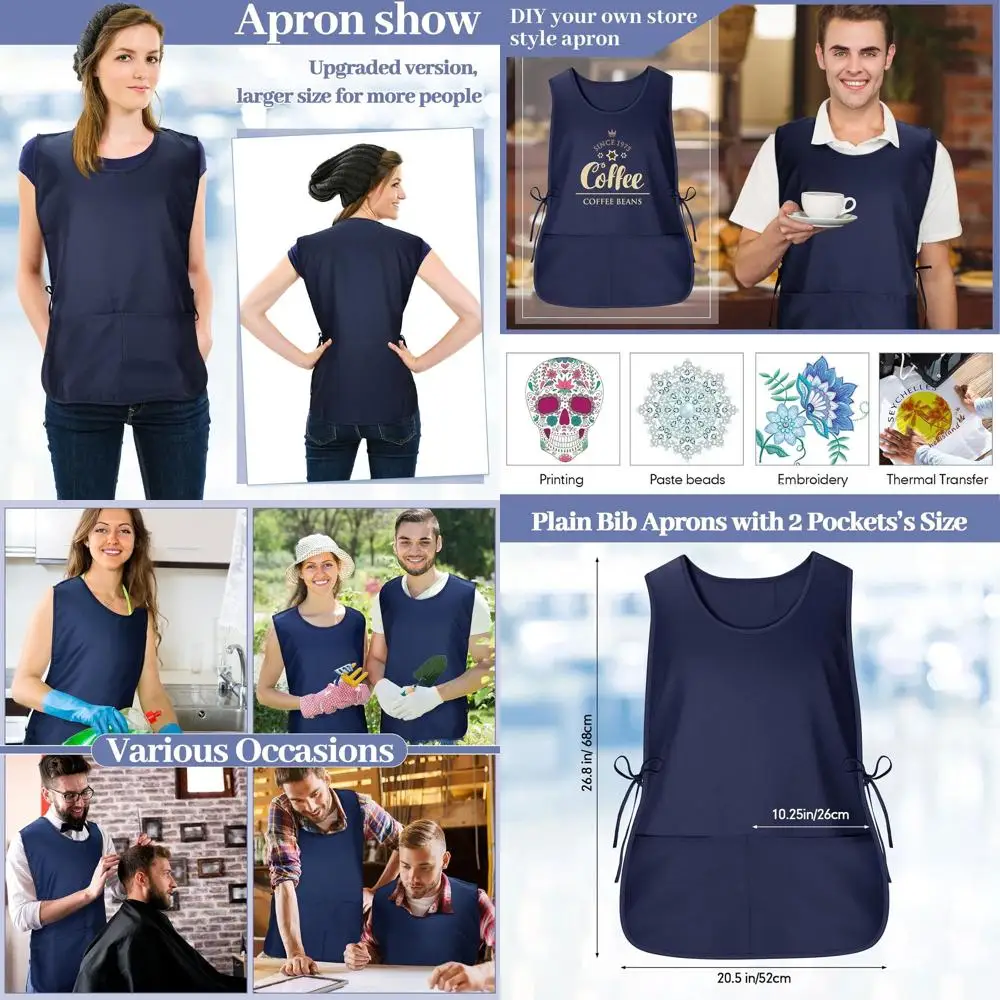 

Unisex Deep-Pocketed Work Apron with Side Ties for Kitchen Use
