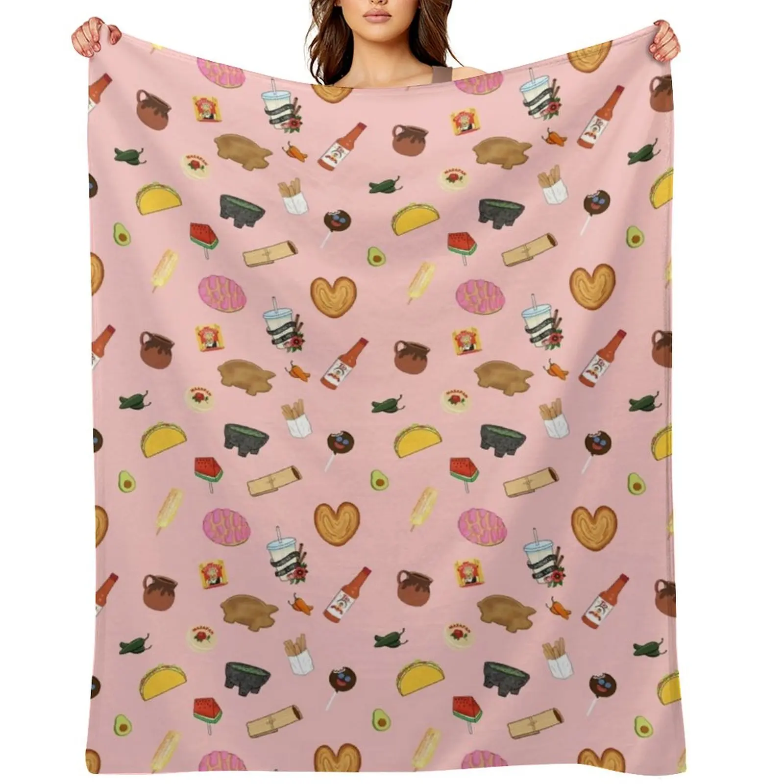 

Antojitos Pink Throw Blanket Tourist Plush manga Moving Blankets