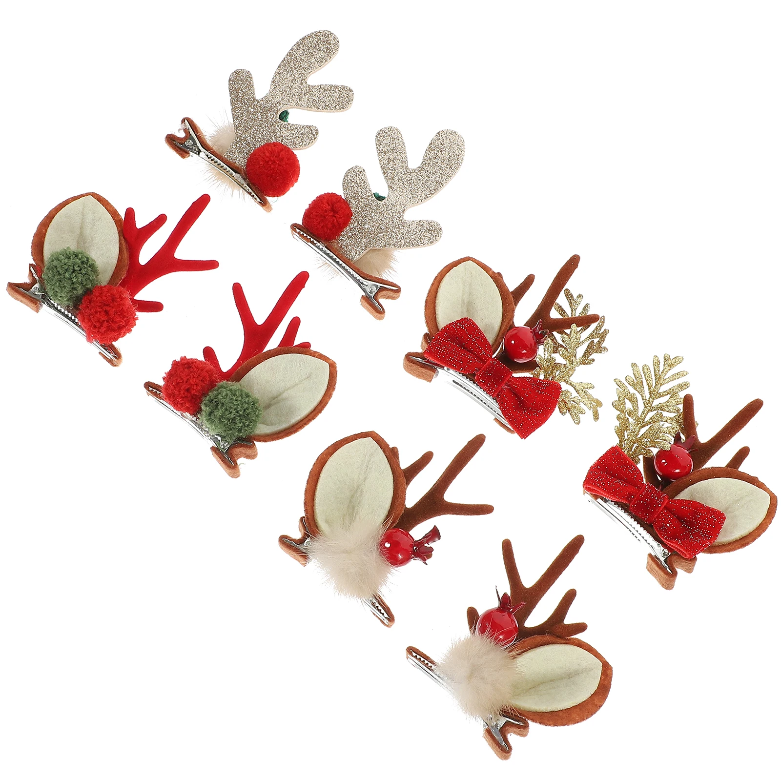 

4 Pairs Red Fruit Bridesmaid Decor Antler Cloth Reindeer Antlers Nose Hair Clips