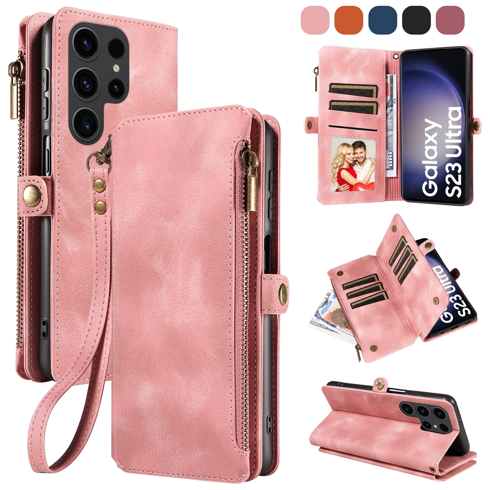 

For Samsung Galaxy S26 A56 A55 S24 S23 S25 S21 S22 S20 FE Leather Flip Phone Cases Plus Ultra Cards Holder Wallet Galaxi Bags