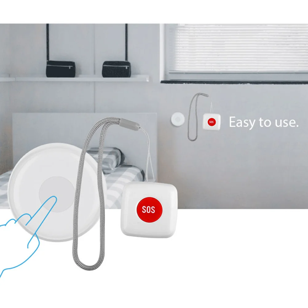 Sos Emergency Button Wireless Remote Call Pendant for Caregiver Alert Bathroom Fall Alarm Smart Home Compatible White