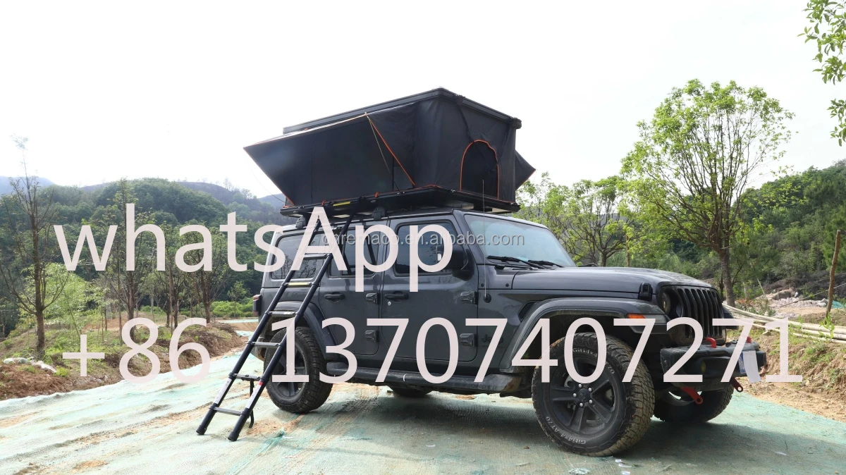 2024 Suv 210cm Gray Black Hardtop 4 Person Hard Shell Rooftop Tent Aluminum Car Roof Top Tent for Camping