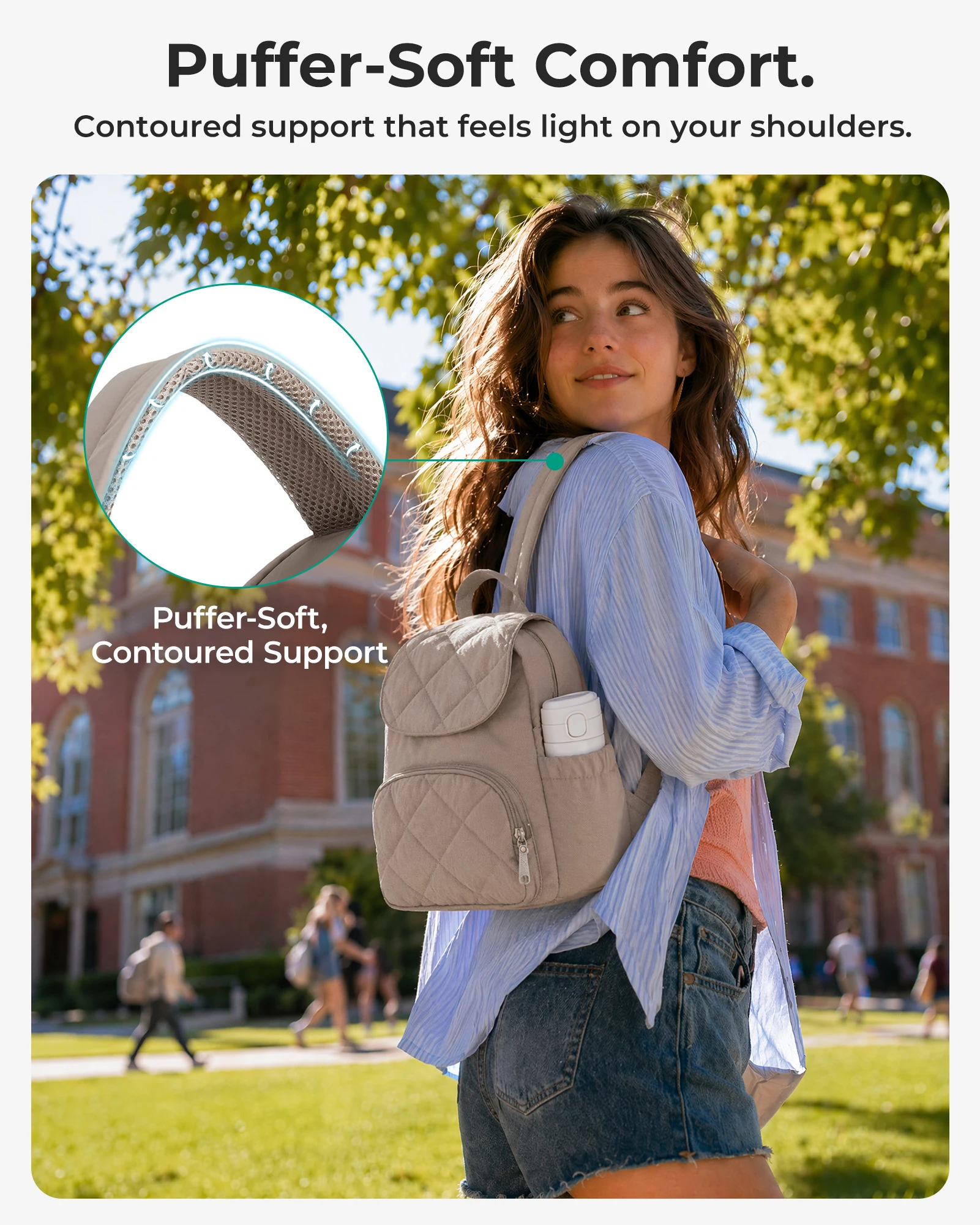 BAGSMART Backpacks for Women Fashion Cute Mini Backpack for Girl Lightweight Quilted with iPad Sleeve Backpacks Female Small Bag