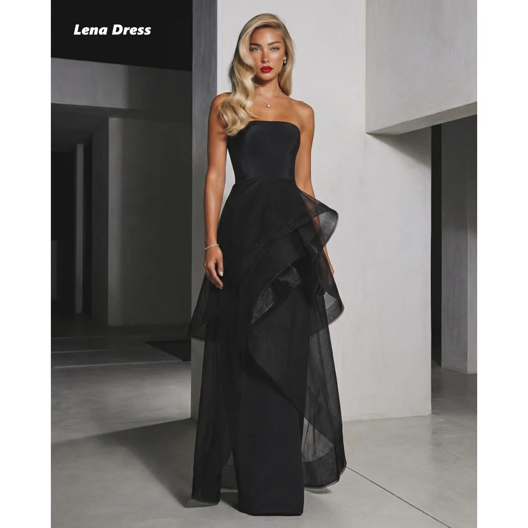 

Lena Evening Dresses Woman Elegant Dress Luxury Women's Evening Dresses Line A Sleeveless Customized Black Multi-layer Party