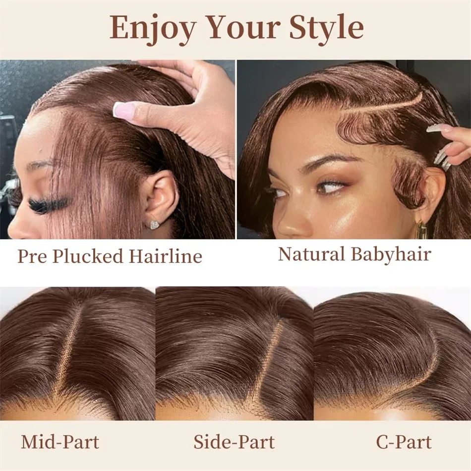 220% densité 36 pouces chocolat brun vague de corps 13x6 dentelle avant perruques de cheveux humains 13x4 dentelle frontale perruque brésilienne Remy cheveux perruque