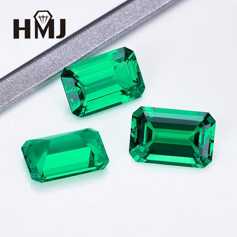 

Hydrothermal Emerald Cut Hand Cutting Lab Grown Columbia Emeralds Advanced Jewelry Making Materials with AGL Certificate