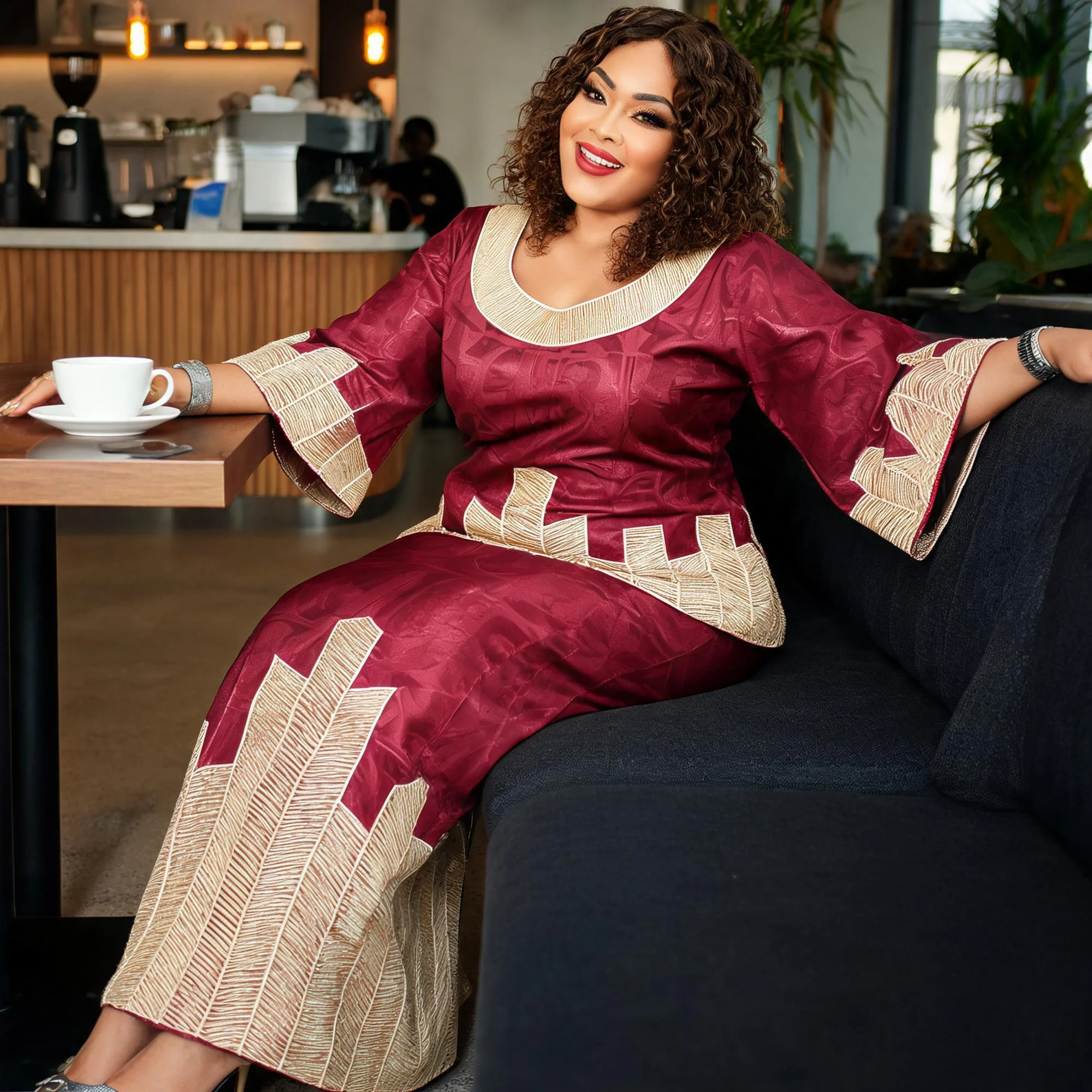 African Dresses For Women Plus Size Bazin Riche Embroidery Design