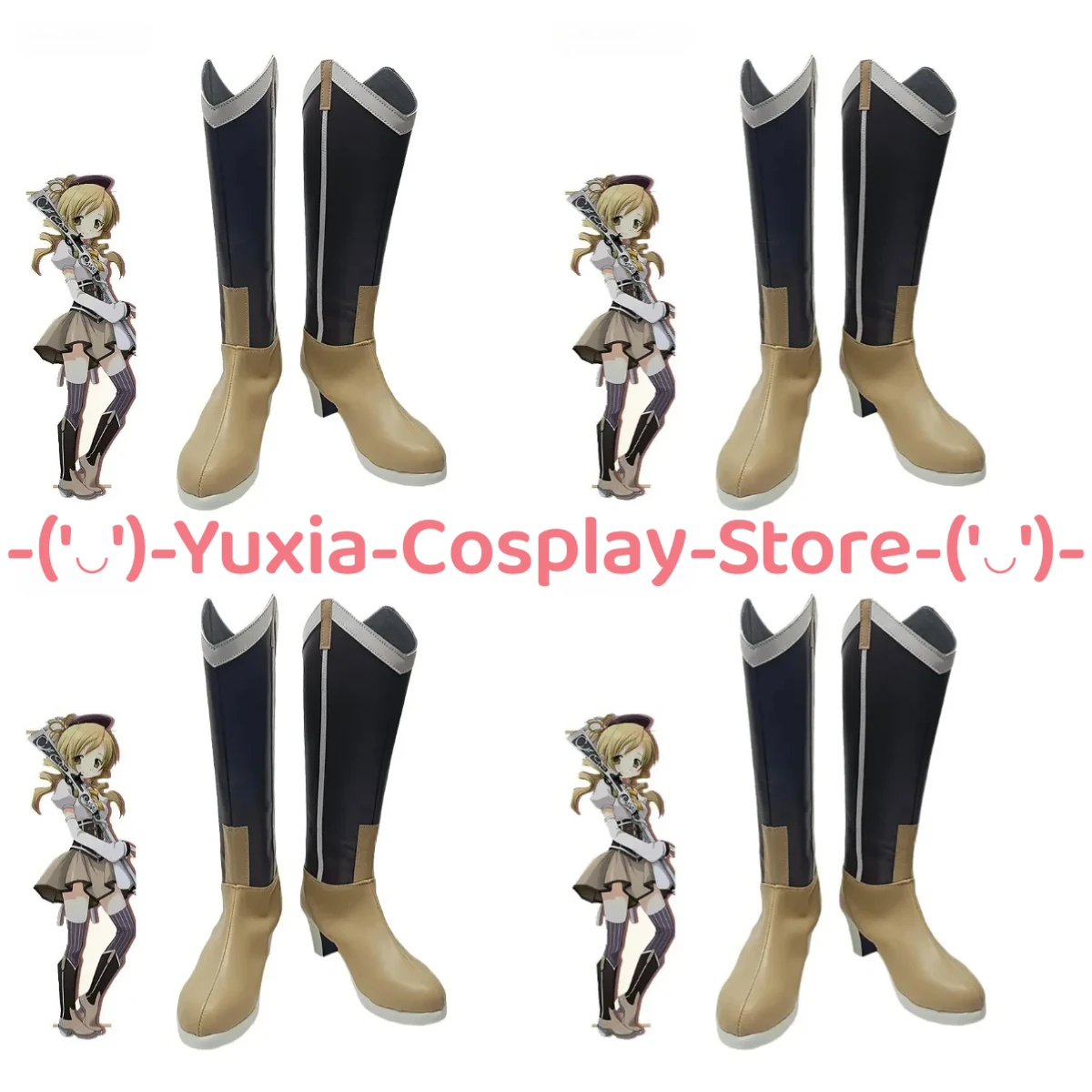 

Yuxiacosplay! Puella Magi Madoka Magica Tomoe Mami Cosplay Shoes Anime Character Prop PU Leather Boots Halloween Party Costume