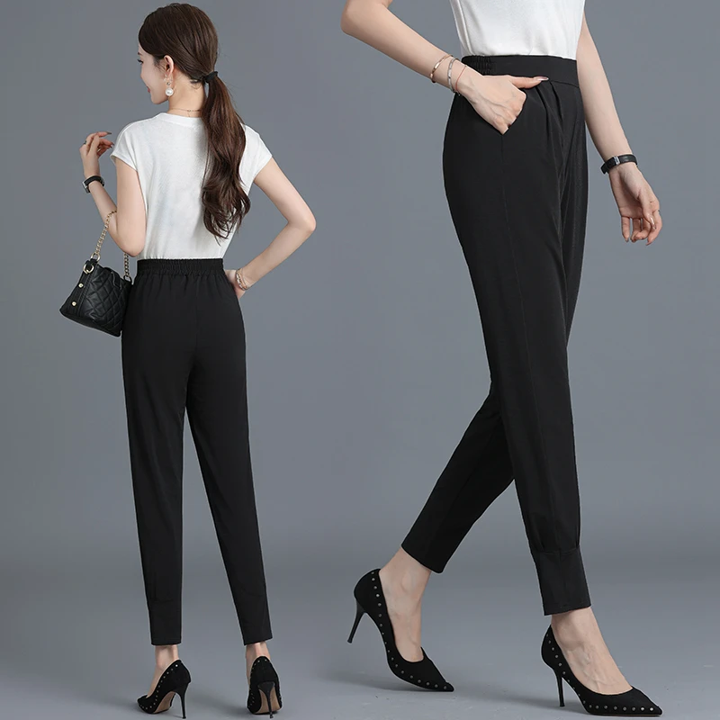 Womens pants Spring Summer Ankle-Length trousers Casual Solid Trousers Soft high quality for Female ladys Cropped pants