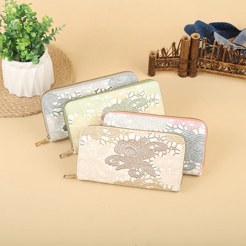 New European and American Style Fashionable Women's Long Handbag PU Leather Large Capacity Zipper Wallet Portable Card Bags