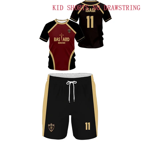 Imagen 2 del producto Conjunto de Jersey para hombre y mujer, diseño de fútbol sala, cerradura azul, Anime Bastard Munchen, camiseta con estampado 3d, conjuntos cortos de 2 uds, traje, chándal