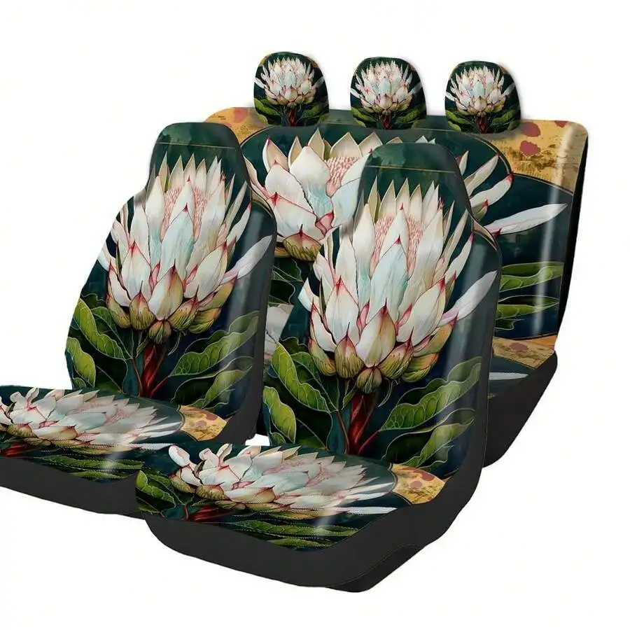 Fashionable Printed Car Seat Covers, Suitable For All Vehicles, Made Of High-Quality Polyester. Enhances Comfort And