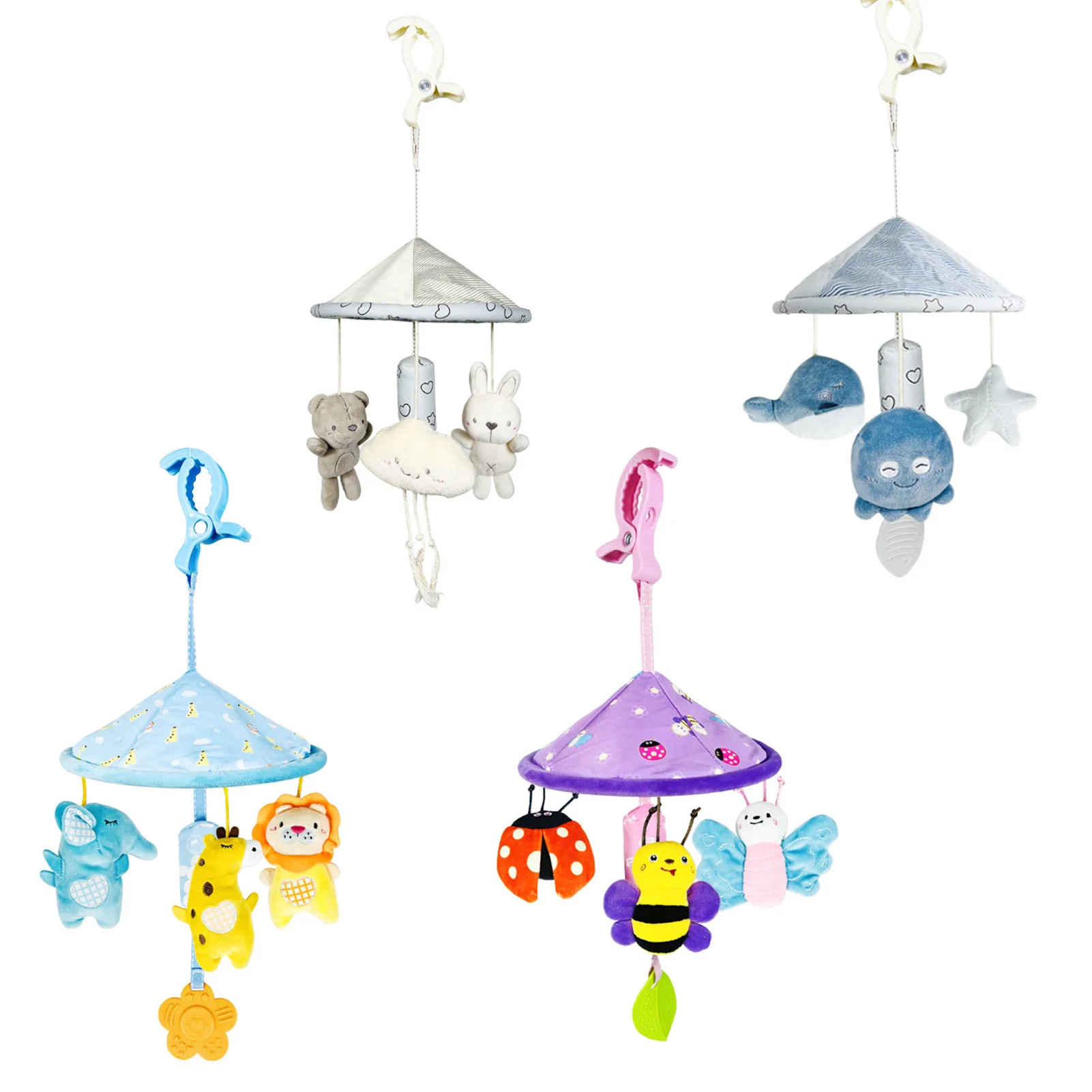 Baby Plush Stroller Toys  Baby Rattles Mobiles Cartoon Animal Hanging Bell For Infant Aquatic Crea