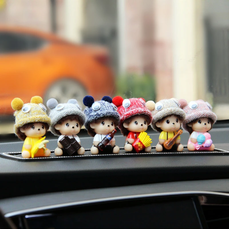 2022 Car Accessories Cute Cartoon Figure Figurines Balloon Ornament Auto Interior Dashboard for Girls Gifts