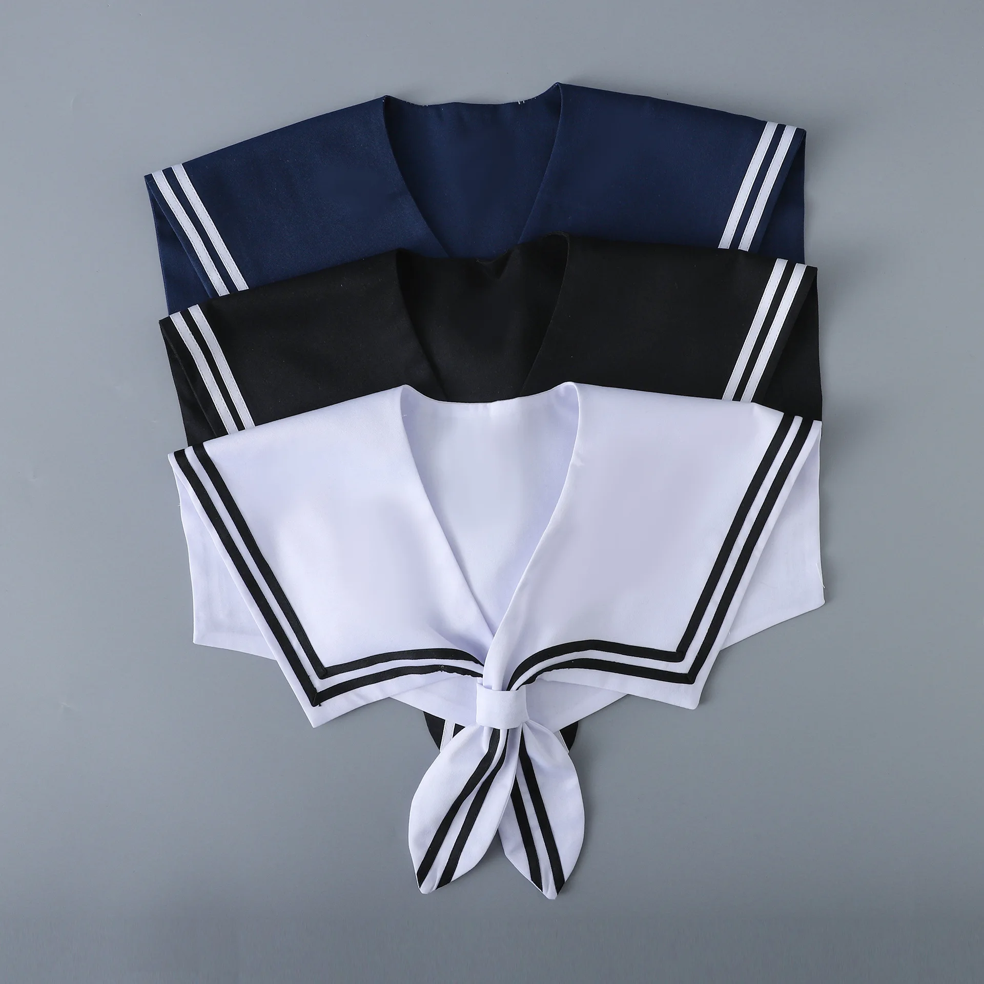 海軍学生ストライプ-jk-制服クロスカラーショルダードールセーラーショールアカデミースタイル綿ポリエステル混紡ユニセックス