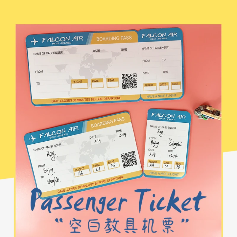 【Blank handwritten flight ticket】English classroom scenario teaching, interactive teaching aids, blank handwritten flight ticket