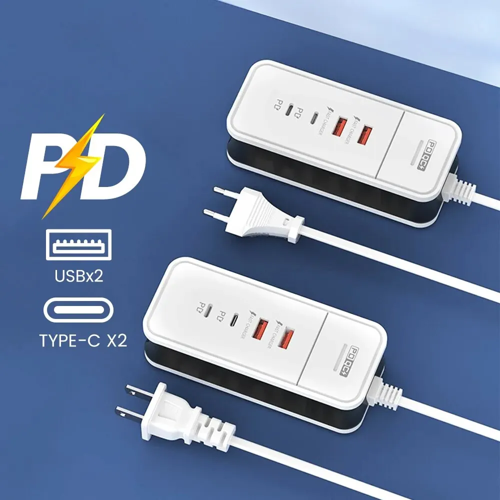 4 Port USB Charger QC 3.0 PD 12W Charging Wall Charger for Xiaomi Samsung iPad Mobile Phone Travel Power Adapter