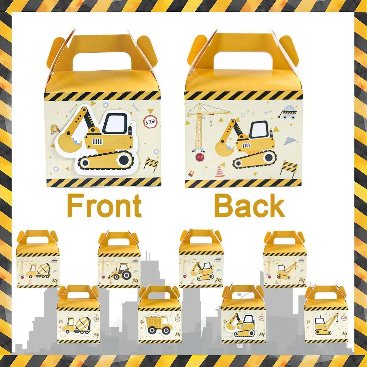 Construction Theme Gift Boxes Boys Birthday Party Decoration Excavator Vehicle Birthday Candy Cookie Boxes Baby Shower Decor