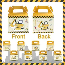Construction Theme Gift Boxes Boys Birthday Party Decoration Excavator Vehicle Birthday Candy Cookie Boxes Baby Shower Decor