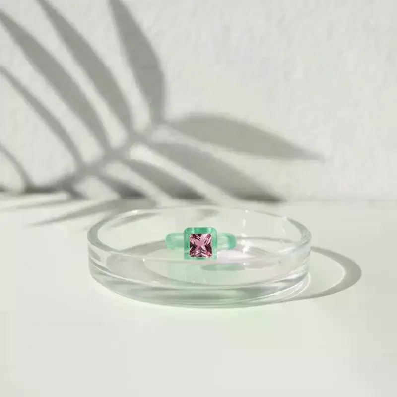 

Sweet Style Resin Zircon Ring Colorful Inlaid Women Fashion Simple Jewelry for Birthday Party Gift
