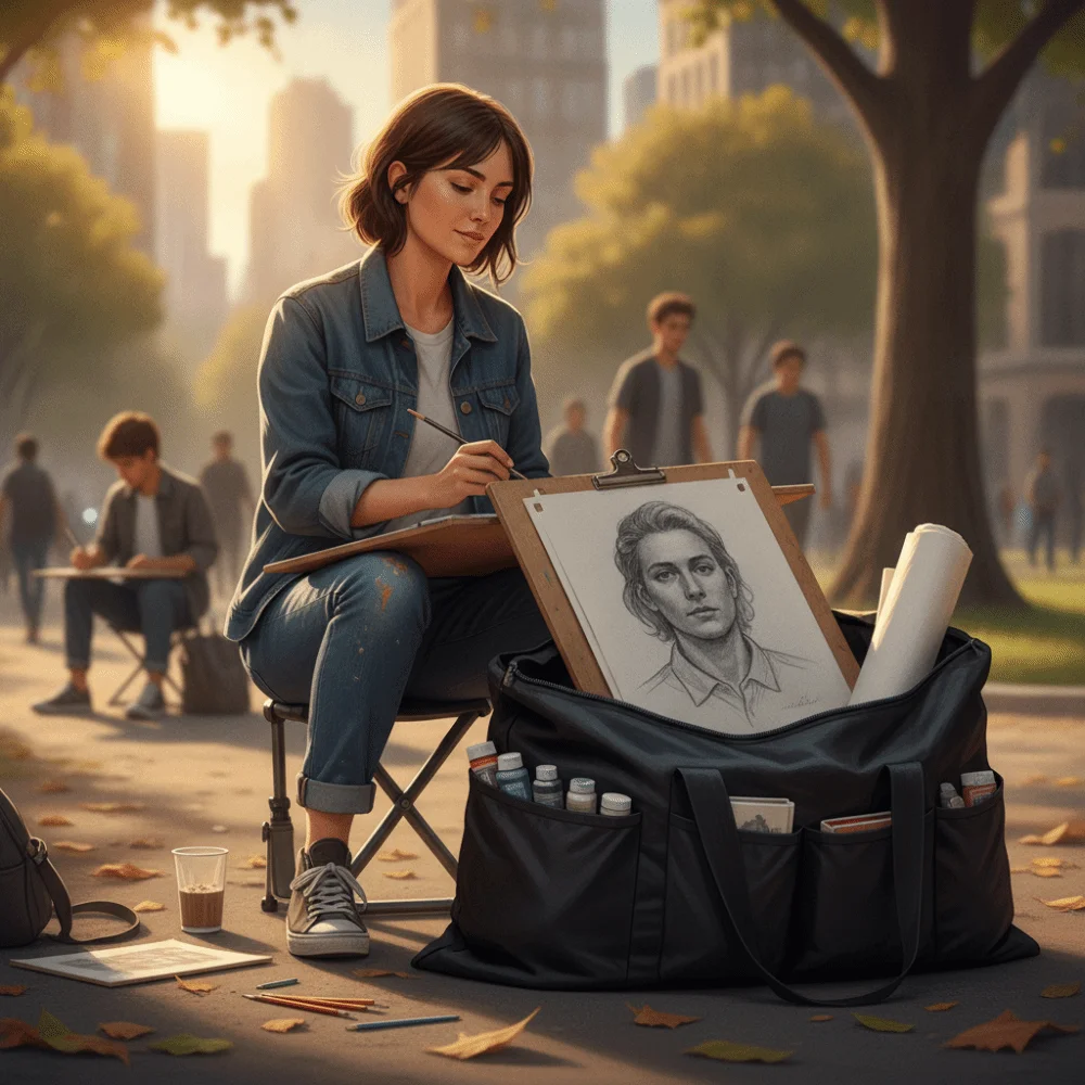 1pcs Portable Large Capacity Art Portfolio Bag Lightweight Waterproof Carrying Storage Bag Folding Table Storage Bag For Artists