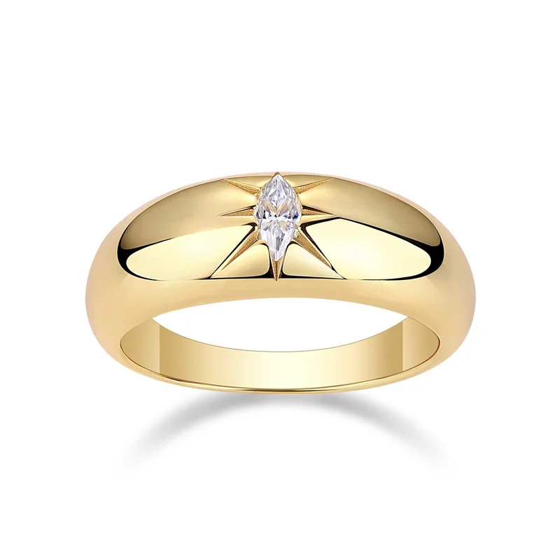ZFSILVER Fashion Classic High Quality 925 Silver Moissanite Design Luxury Gold Eye Oval Square  Ring Charm  Women Jewelry R15121