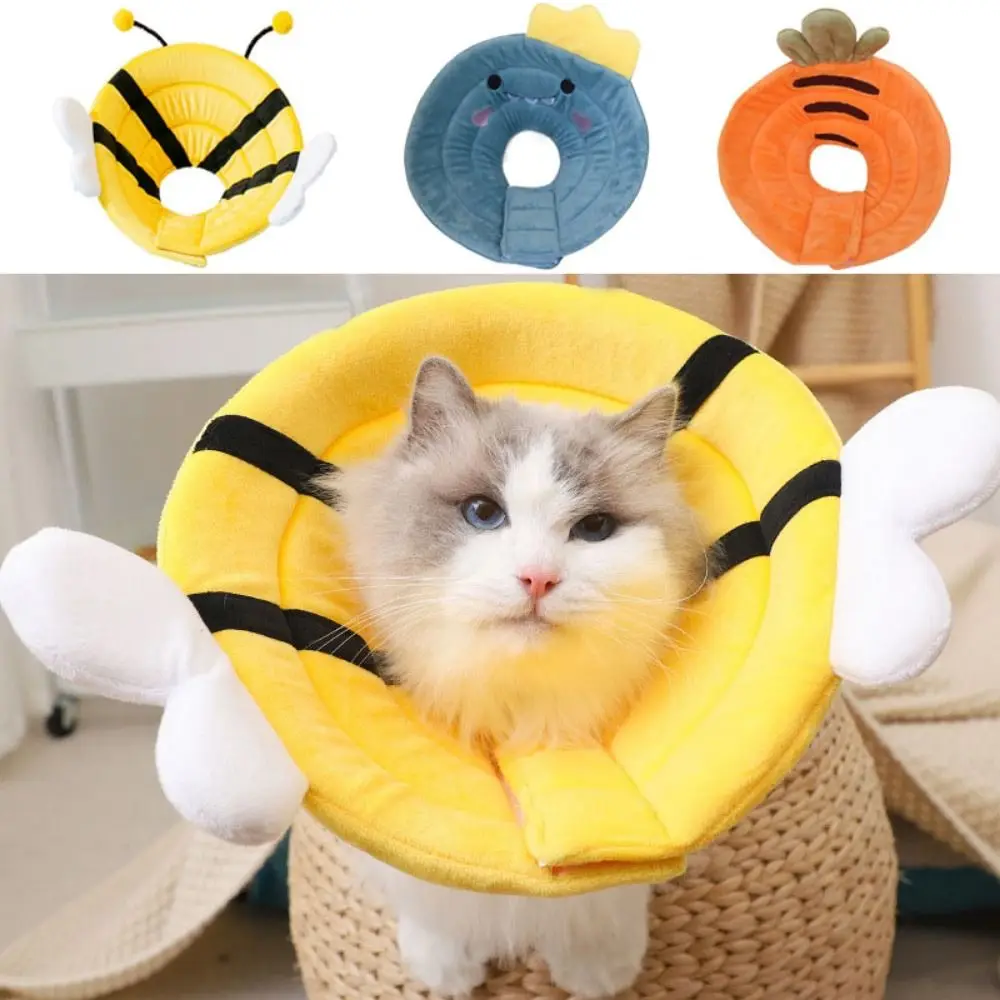 

Soft Bee Shape Cat Recovery Collar Cotton Anti-licking Cat Elizabethan Collar Anti-biting Dinosaur/Bee/Carrot Shape