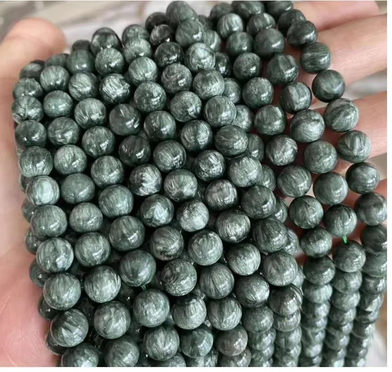 (2 Strandset) 6mm 8mm Natural Top Grade Precious Russian Seraphinite Stone Loose Beads For Jewelry Design DIY