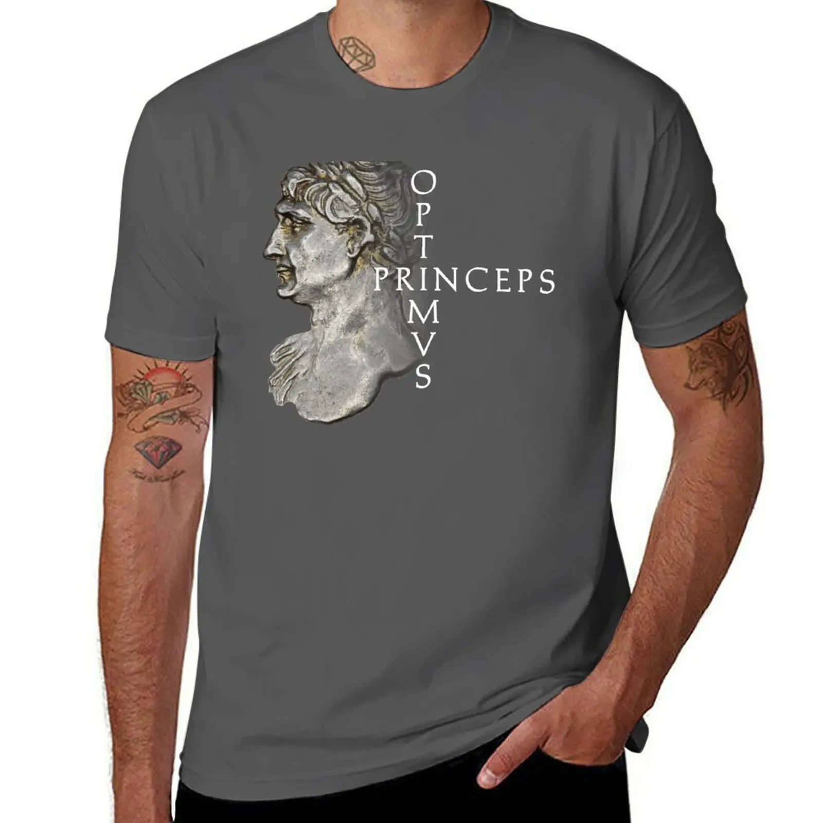 

Trajan, Optimus Princeps 'The Best of Emperors' T-Shirt shirts graphic tees aesthetic clothes clothes for men