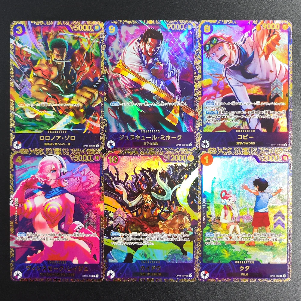  One Piece Jogo Campeonato PROXY GOLD CARD Flagship Battle PRIZÃO TOP Zoro Mihawk Kaidou Reiju UTA Coleção Anime Cartão