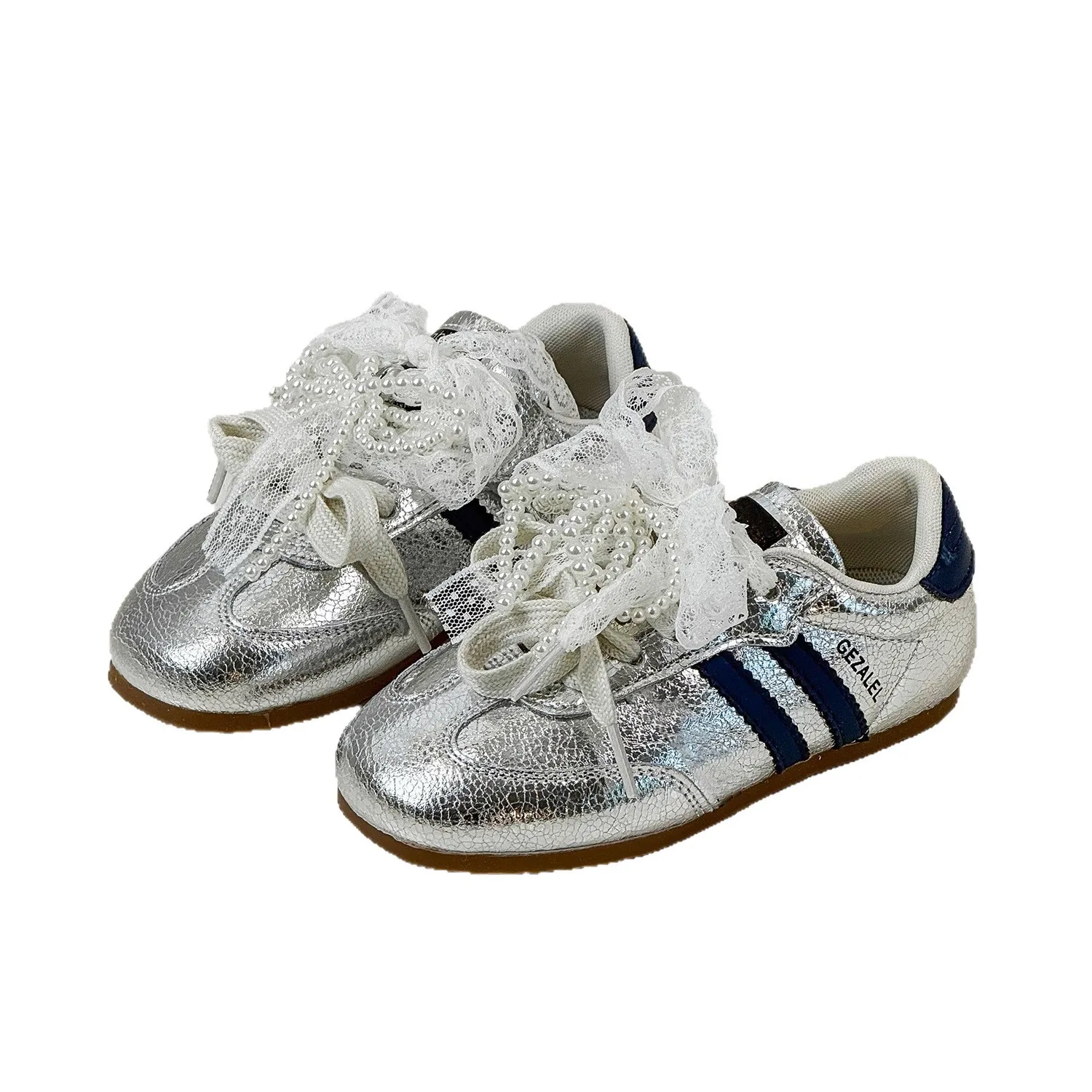 

2026 Spring Girls Casual Satin Ribbon Lace Shoelaces Sneakers Toddler Little/Big Kid Fashion Bowknot Decoration Princess Shoes