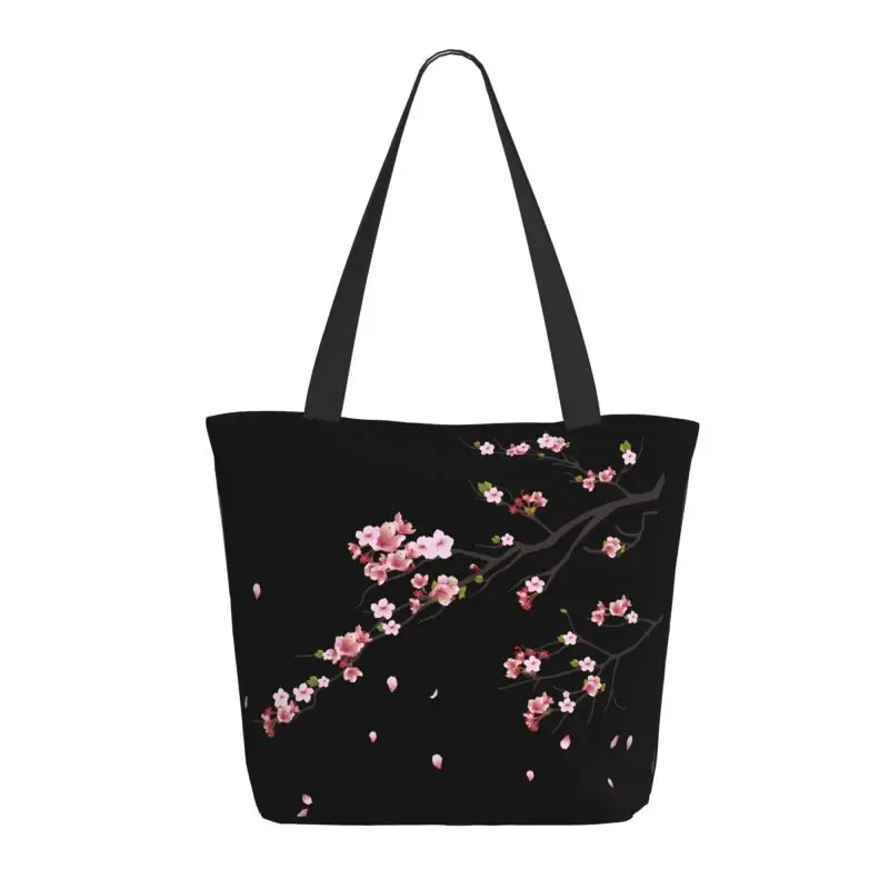

Japanese Sakura Cherry Blossoms Travel Shoulder Bag Reusable Shopping Grocery Bag Waterproof Handbags Women Durable Tote Bags