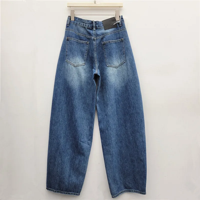 Hot Chick Stars Embroidery Straight Jeans 2026 New Spring Autumn All-match High Waist Floor-length Wide Leg Women Denim Pants