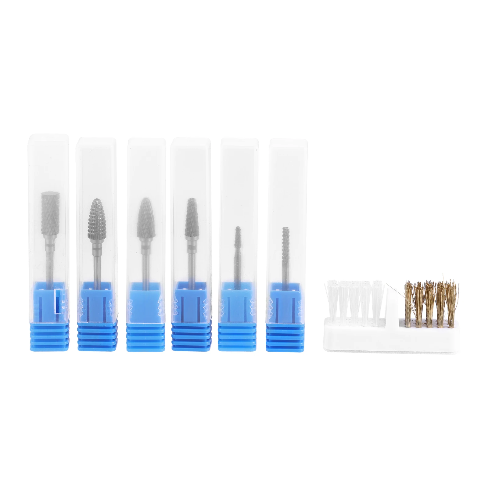 Brocas elétricas profissionais para unhas, 6 peças, haste de 3/32 ", com escova de limpeza para moagem, remoção, polimento, modelagem, corte grosso