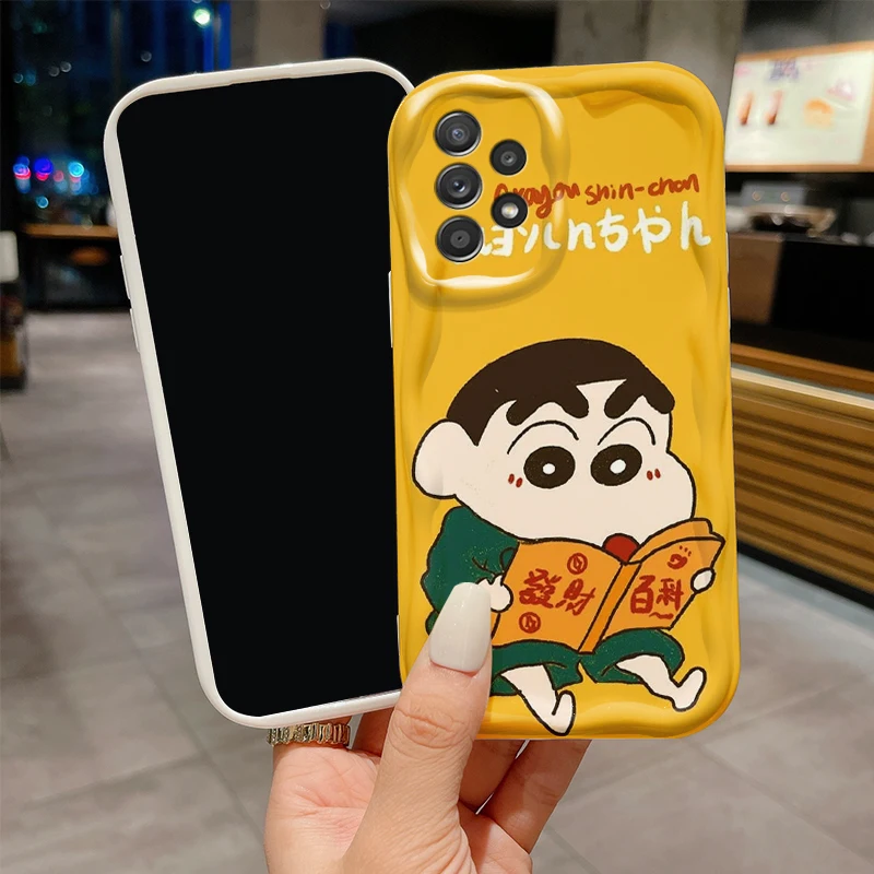 Crayon Shin Chan Yellow For Samsung S24 S23 S21 S20 Ultra Plus FE A73 A72 A71 A51 A31 A05S A05 A04 5G Wave Oil TPU Phone Case