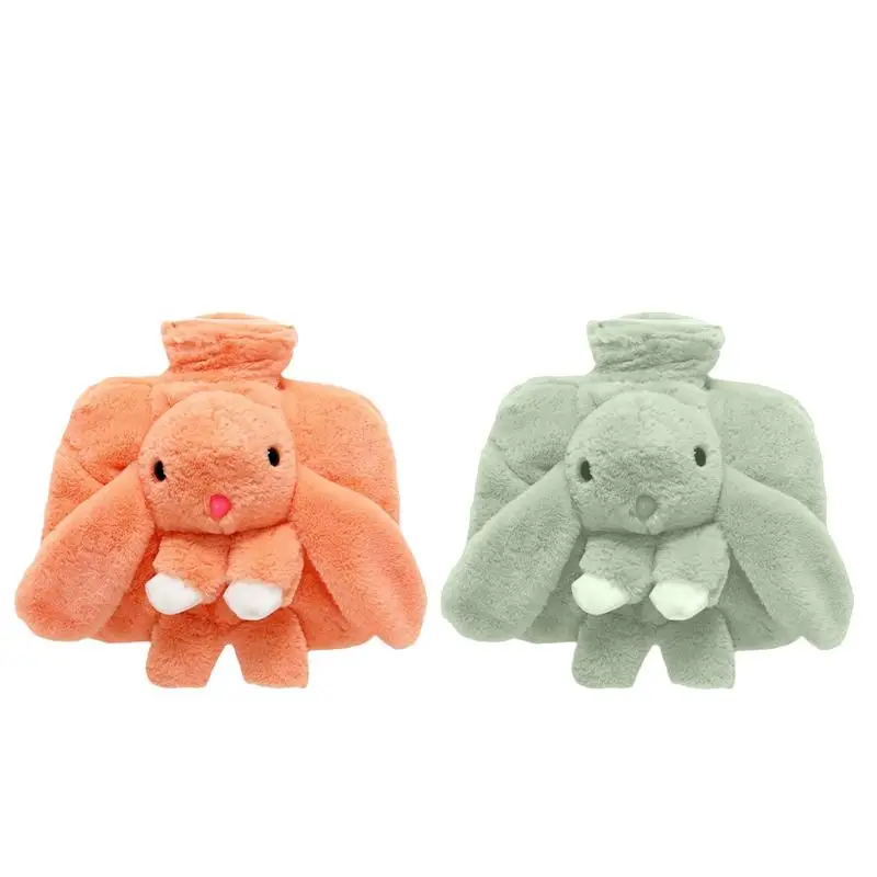 Sac à Eau Chaude en Peluche avec Couverture de Lapin, Bouteille Chaude pour Mains et Pieds, Chauffe Pieds, Design à Large Bouche, 1500ml, pour Enfant et Homme