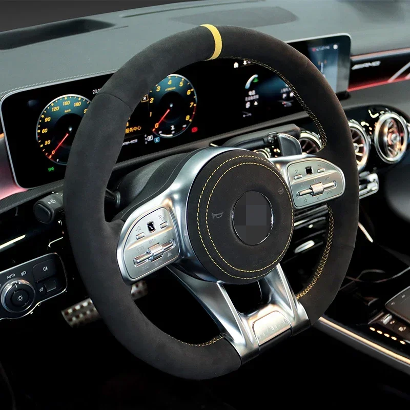 

Чехол на руль из алькантары для Mercedes Benz AMG GT C190 R190 W177 2018-2021, настоящая алькантара Funda Volante