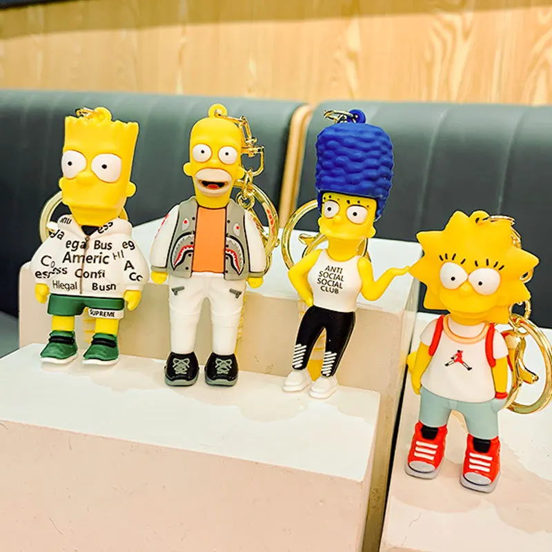 

Disney Simpsons Keychain Cartoon Action Character Keychain Baby Pendant Couple Fashion Car Accessories Gift Keychain Small Gifts