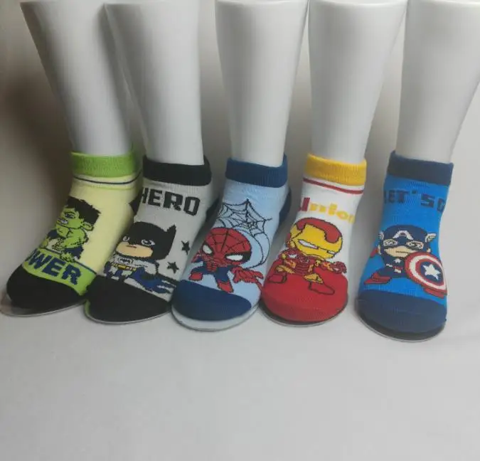 1/5 Pairs Spiderman Children's Socks iron Man Hulk Thor Anime kids Boys Short Socks Cartoon Baby Spring Summer Sock