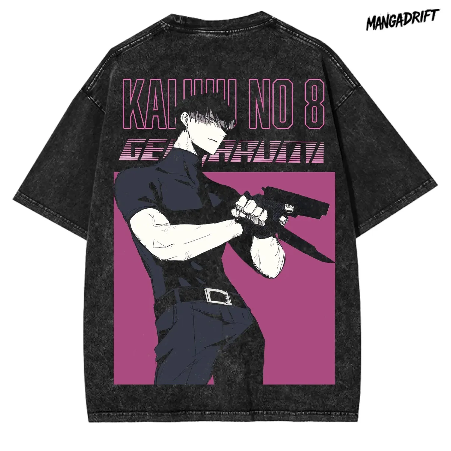 Soshiro Hoshina Kaiju No.8 T Shirt Anime Printed Vintage Washed T-shirt Men Clothing Summer Casual Short Sleeve Cotton Tees Tops