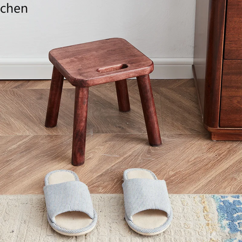 Hxl solid wood small bench- living room shoe changing stool- minimalist square stool