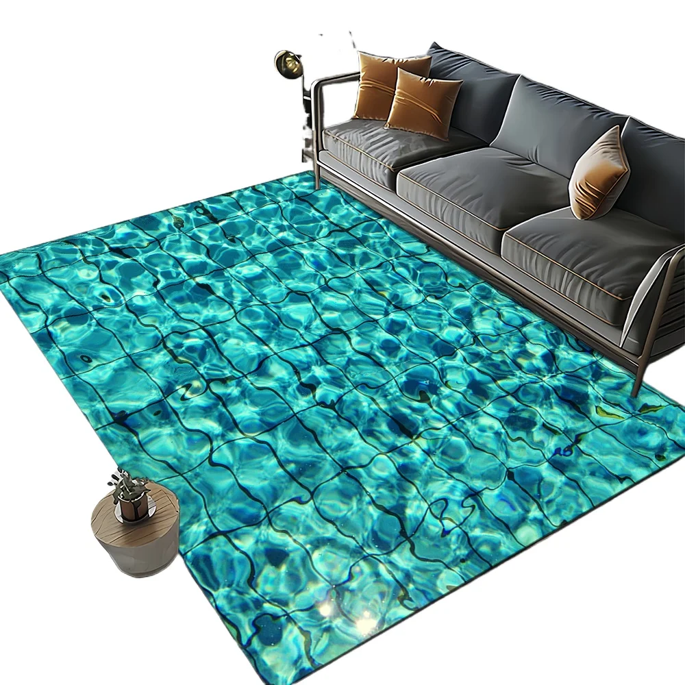 27-stijl nieuw blauw groen zeewater zeegolf oceaan tapijt tapijt voor woonkamer slaapkamer thuis bank decoratie, kinderen antislip vloermat - afbeelding 2