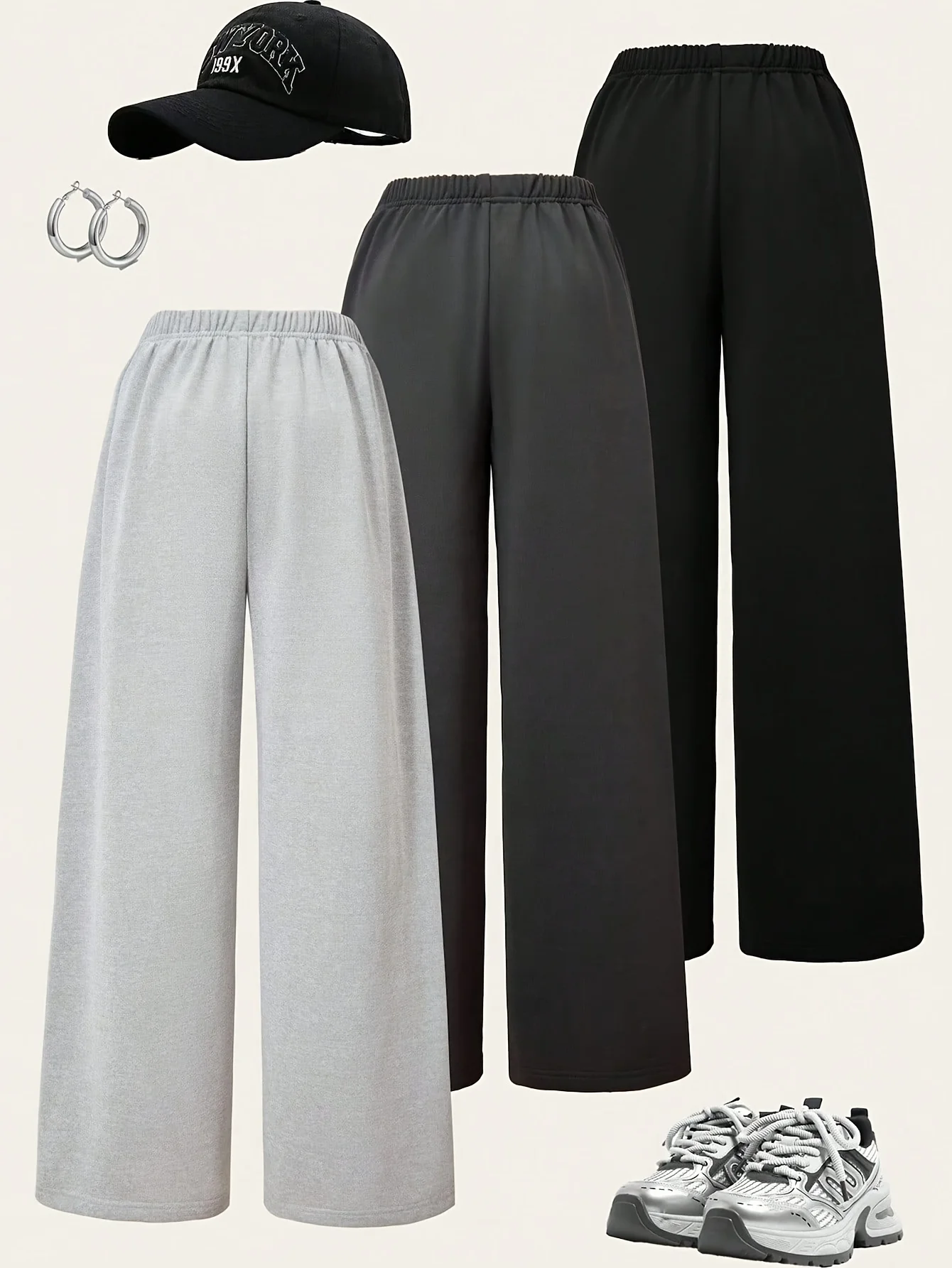 3er-Pack Mädchen-Jogginghosen mit Buchstaben-Print – Vielseitige Freizeithosen für Frühling und Herbst (3 Farben) – Detail 2