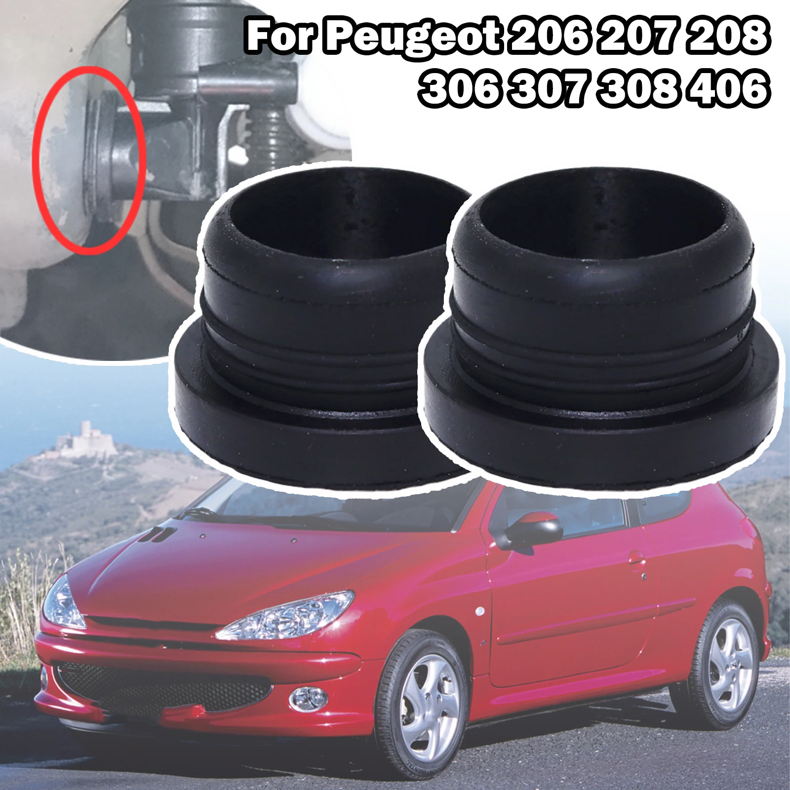 

2pcs Washer Pump Grommets Rubber Seal Gasket Windshield Reservoir Bottle Leaking Repair For Peugeot 206 207 208 306 307 308 406