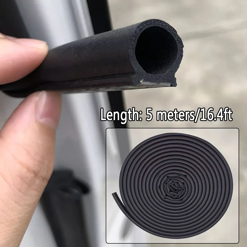 16Ft D-Shape Car Door Seal Strip Rubber Hollow Edge Guard Weatherstrip Universal